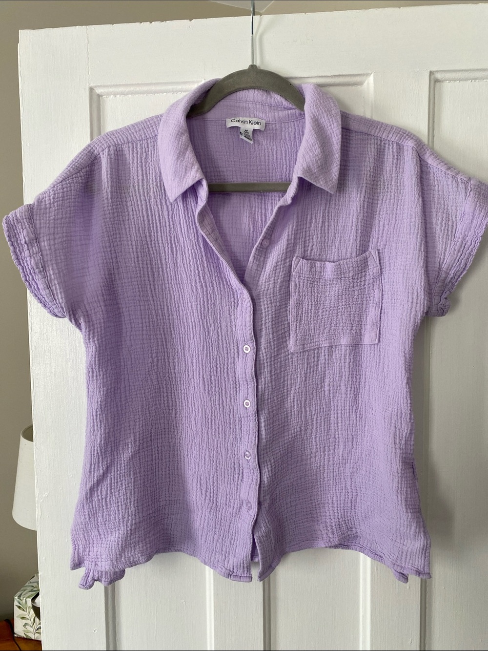 Calvin Klein Lavender Short-Sleeve Button-Down Shirt